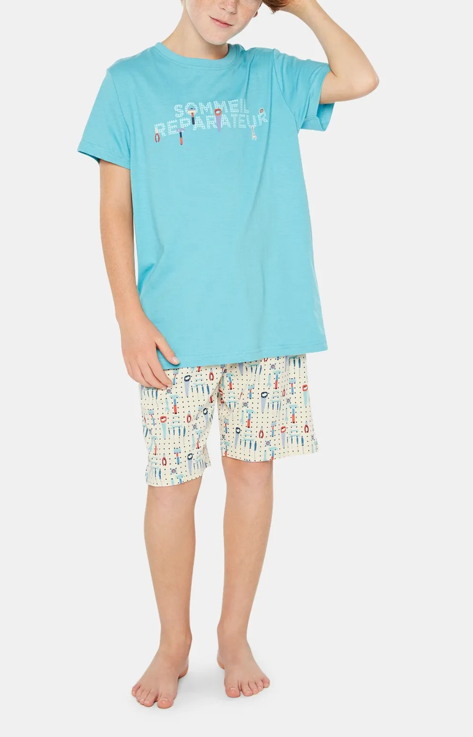 arthur-bob-bricolage-pyjashort-enfant-sable-4a-coton-bio image 1