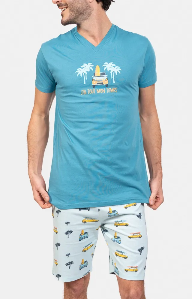 arthur-bob-voiture-pyjashort-homme-coton-ciel image 1