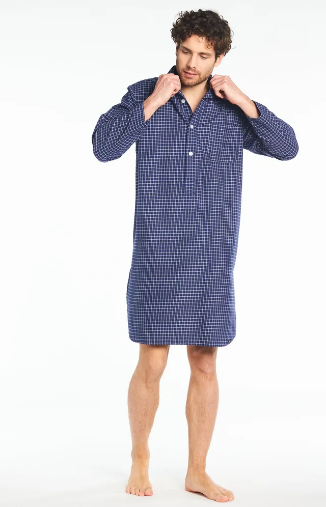 arthur-bob-grand-p-re-chemise-de-nuit-marine-coton image 1