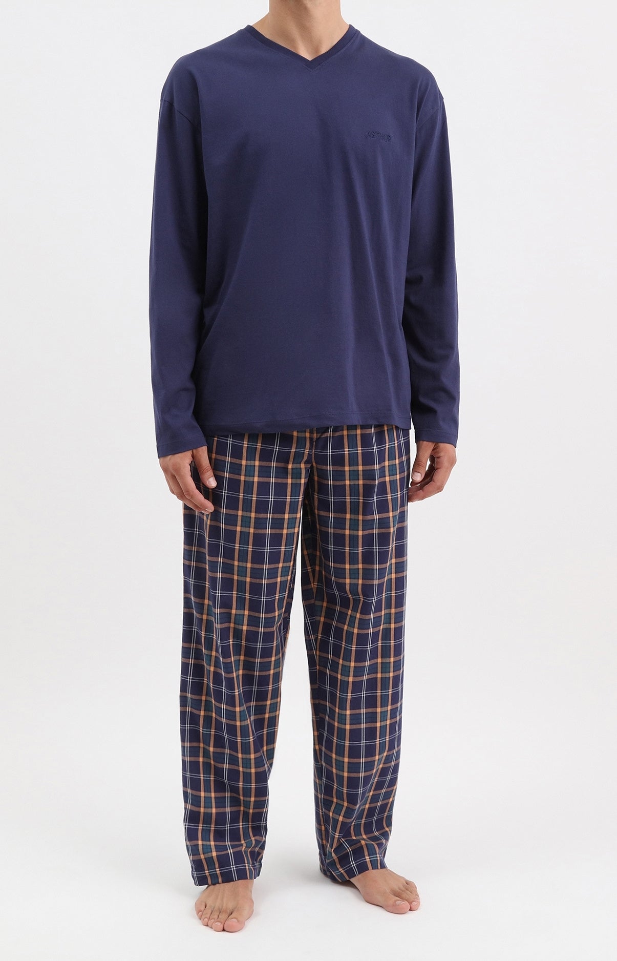 arthur-bob-parentis-pyjama-homme-marine-coton image 1