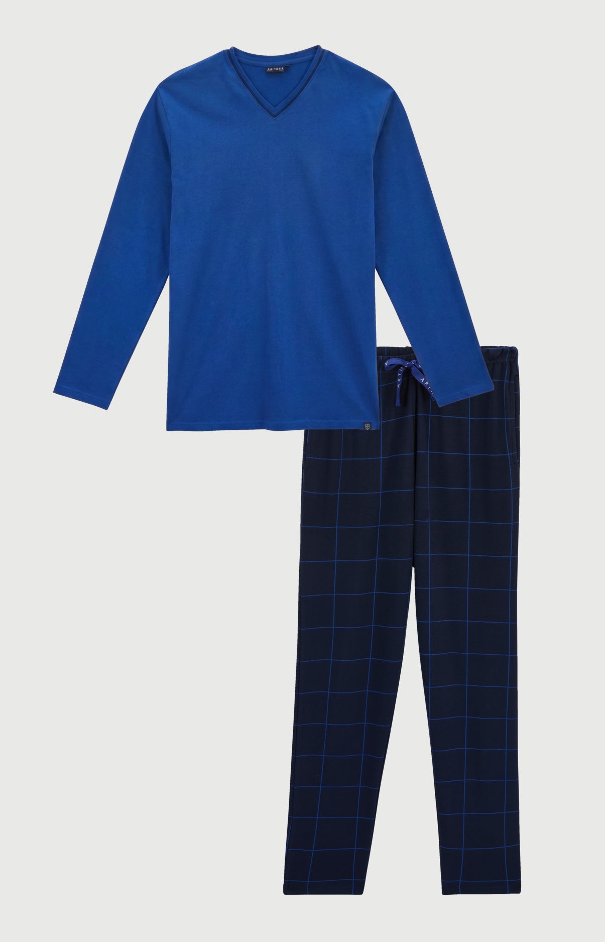 arthur-bob-windsor-pyjama-long-homme-coton-bio-marine image 3