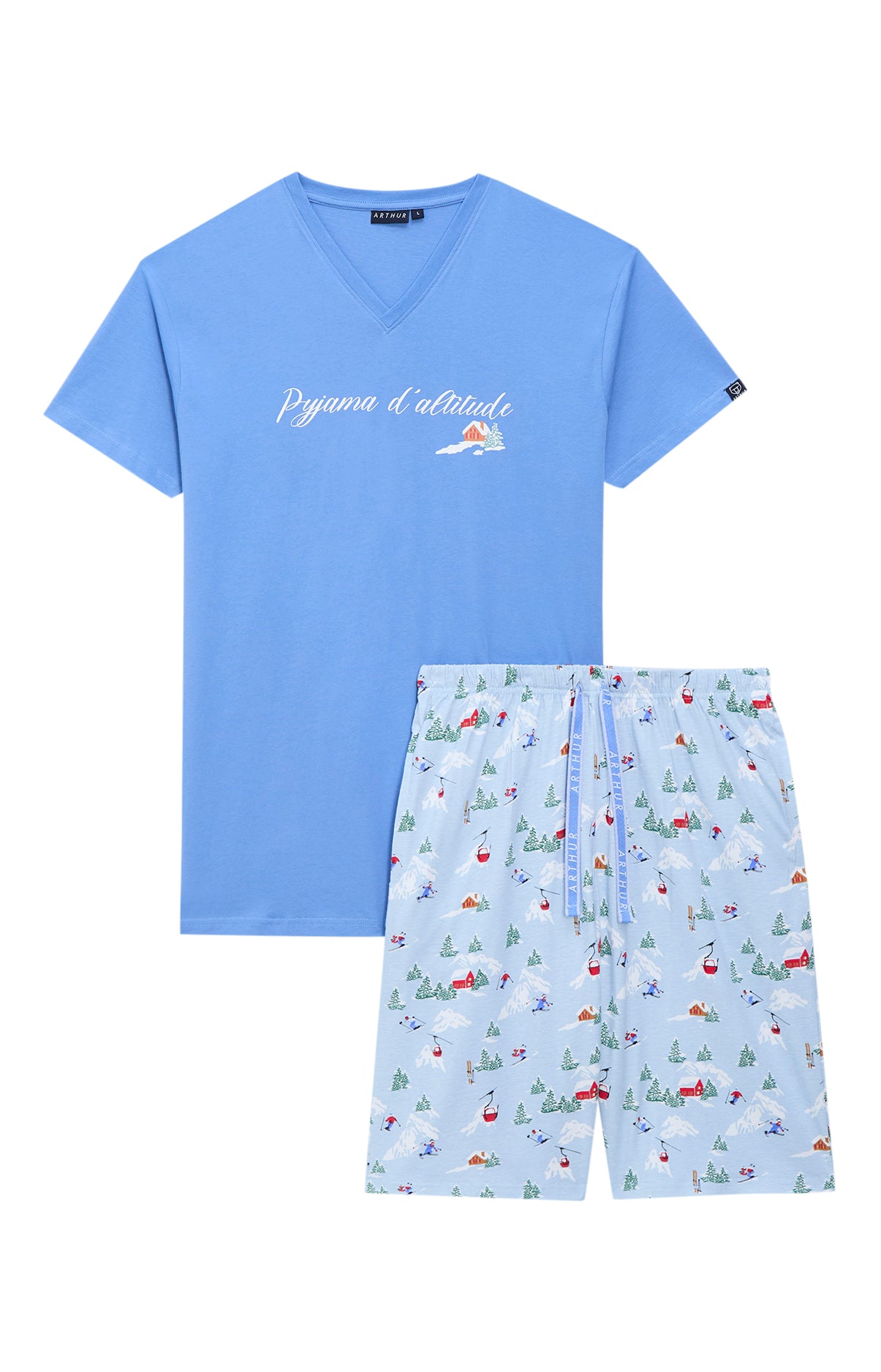 arthur-bob-pyjashort-homme-coton-bio-no-l-en-altitude-ciel image 3