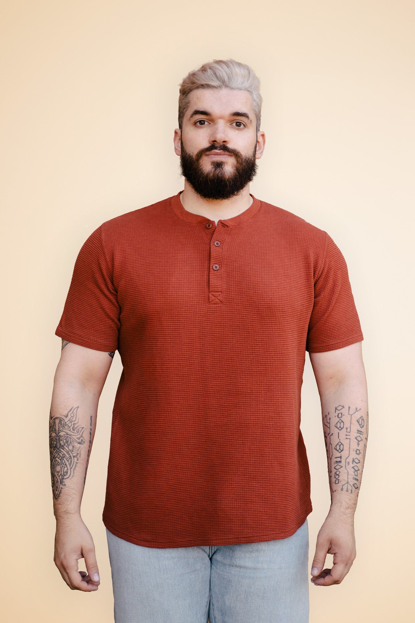 p-trone-henley-cormac-t-shirt-manches-courtes-beige image 8