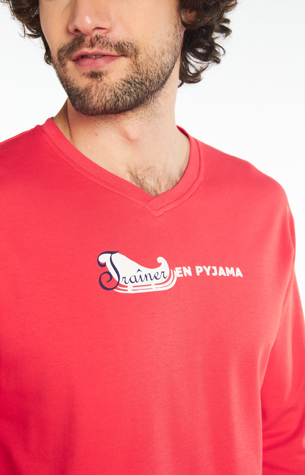 arthur-bob-trainer-pyjama-long-homme-rouge-coton-bio image 4