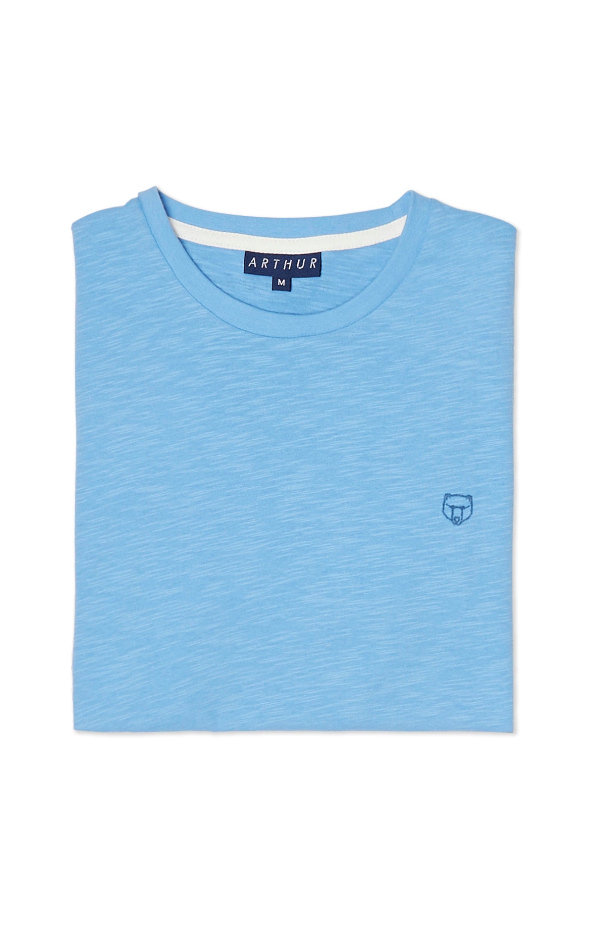 arthur-bob-tee-shirt-homme-coton-bio-azur-uni image 3