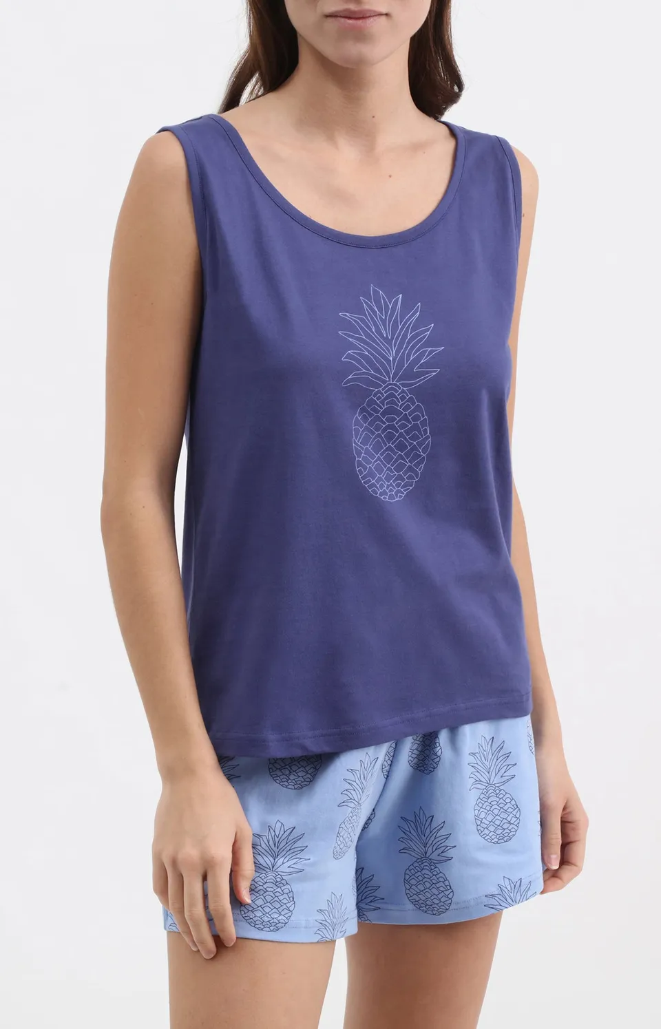 arthur-bob-pineapple-pyjashort-coton-bleu-l-ger image 1