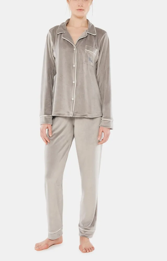 arthur-bob-velours-pyjama-femme-gris-boutonn-chaud image 1