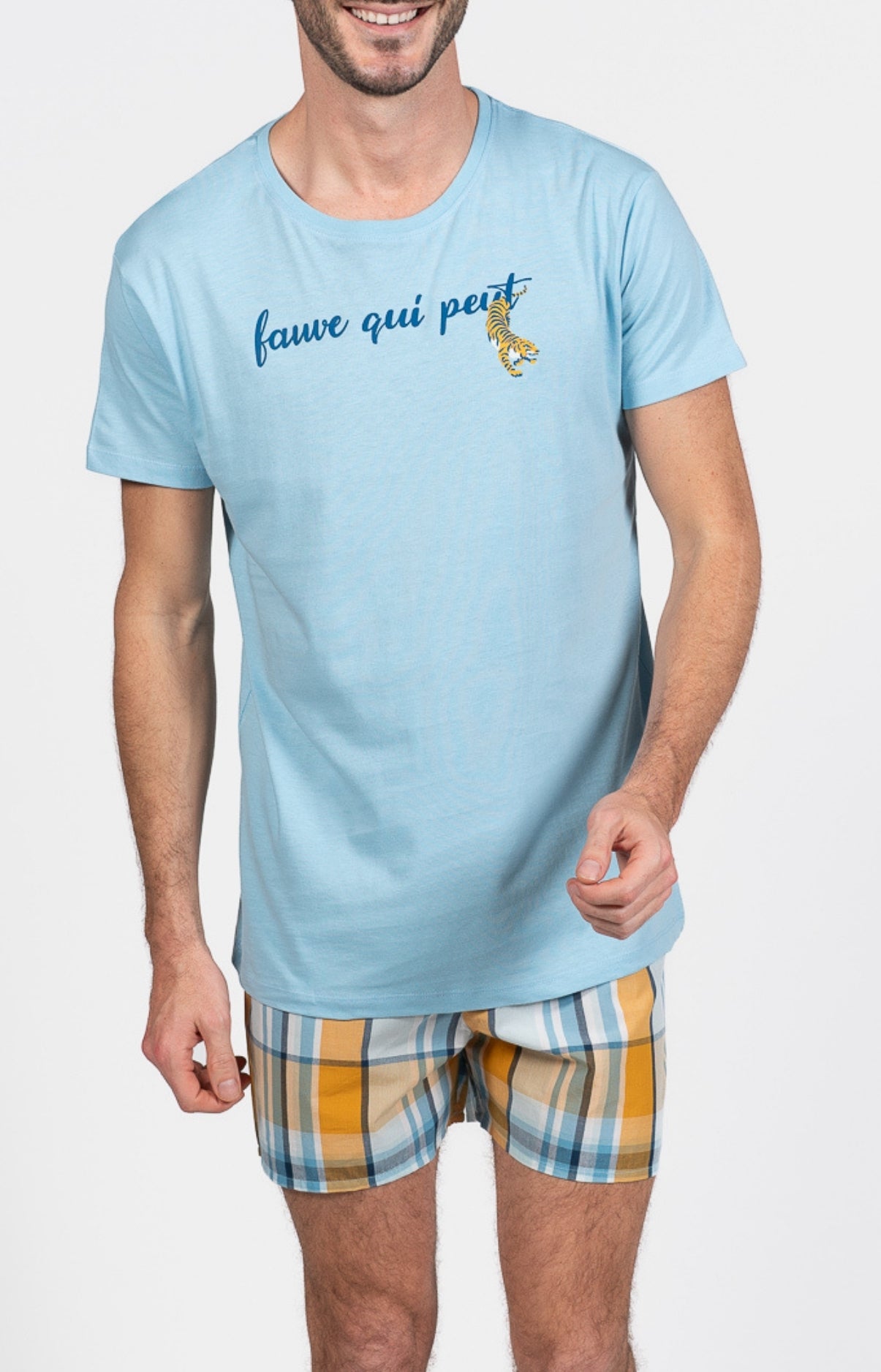 arthur-bob-lanae-pyjam-ricain-homme-lagon-coton image 1
