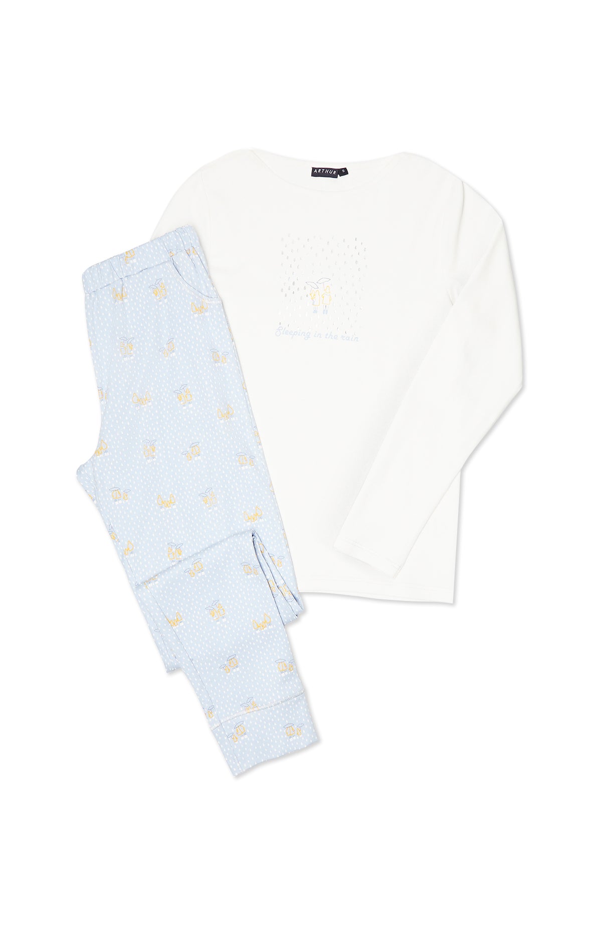 arthur-bob-rain-pyjama-long-femme-coton-bio-ciel image 3
