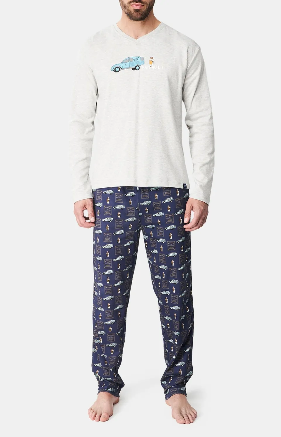 arthur-bob-pain-au-lit-pyjama-homme-marine-coton-bio-chaud image 1