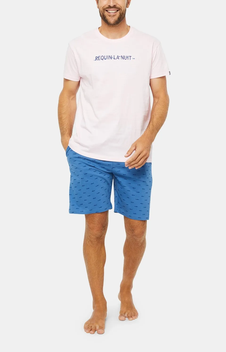 arthur-bob-pyjashort-requin-pyjama-homme-denim-coton-bio image 1