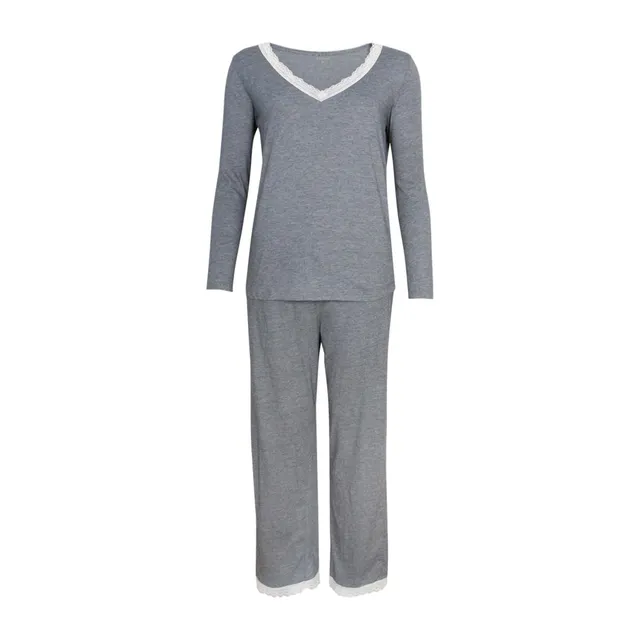 athena-graphic-dentelle-pyjama-long-femme-coton-taille-m image 1
