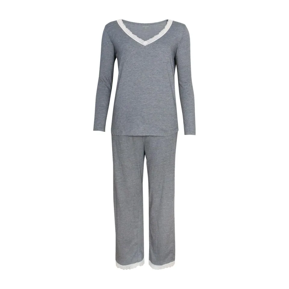 athena-graphic-dentelle-pyjama-long-femme-coton-taille-m image 1