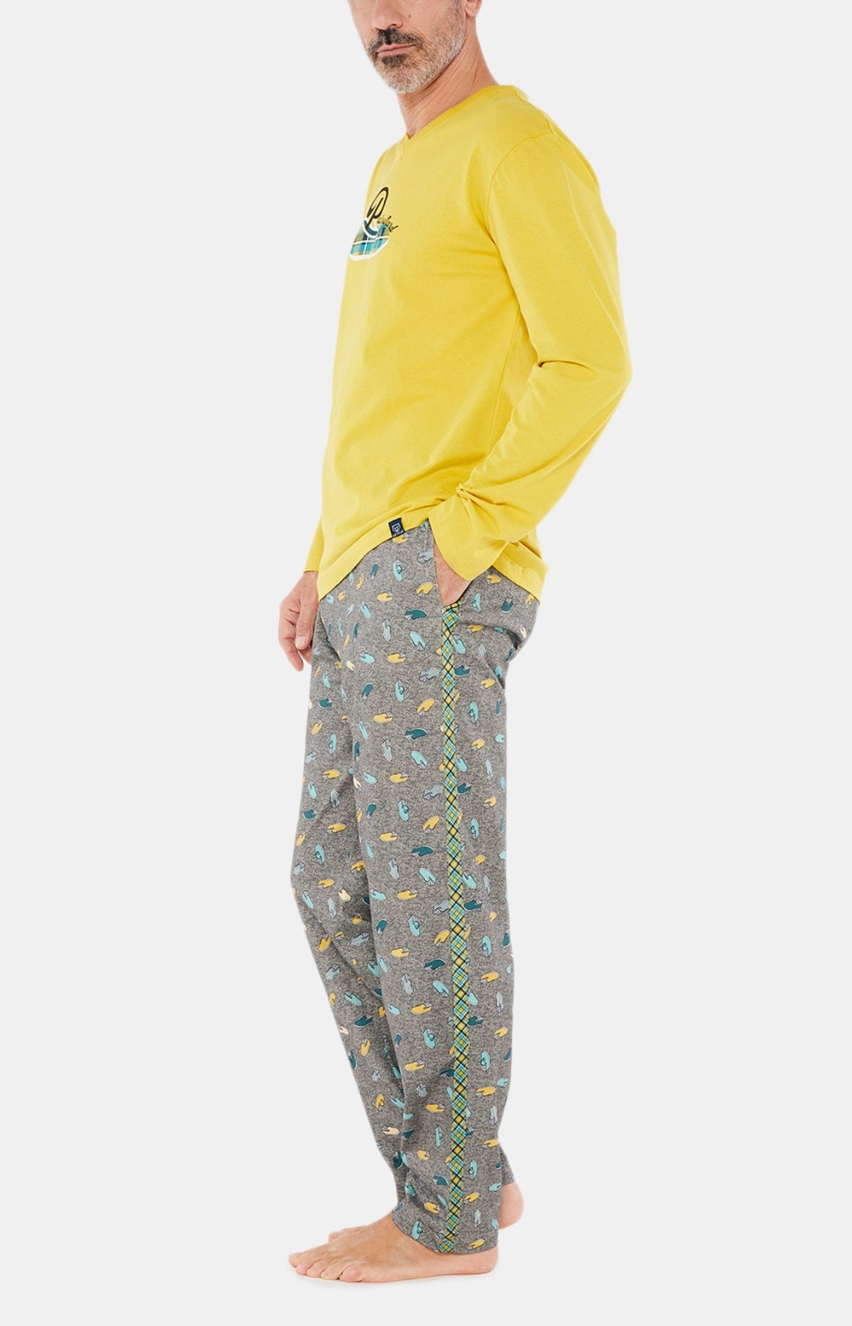 arthur-pantouflard-pyjama-homme-jaune-coton-bio image 2