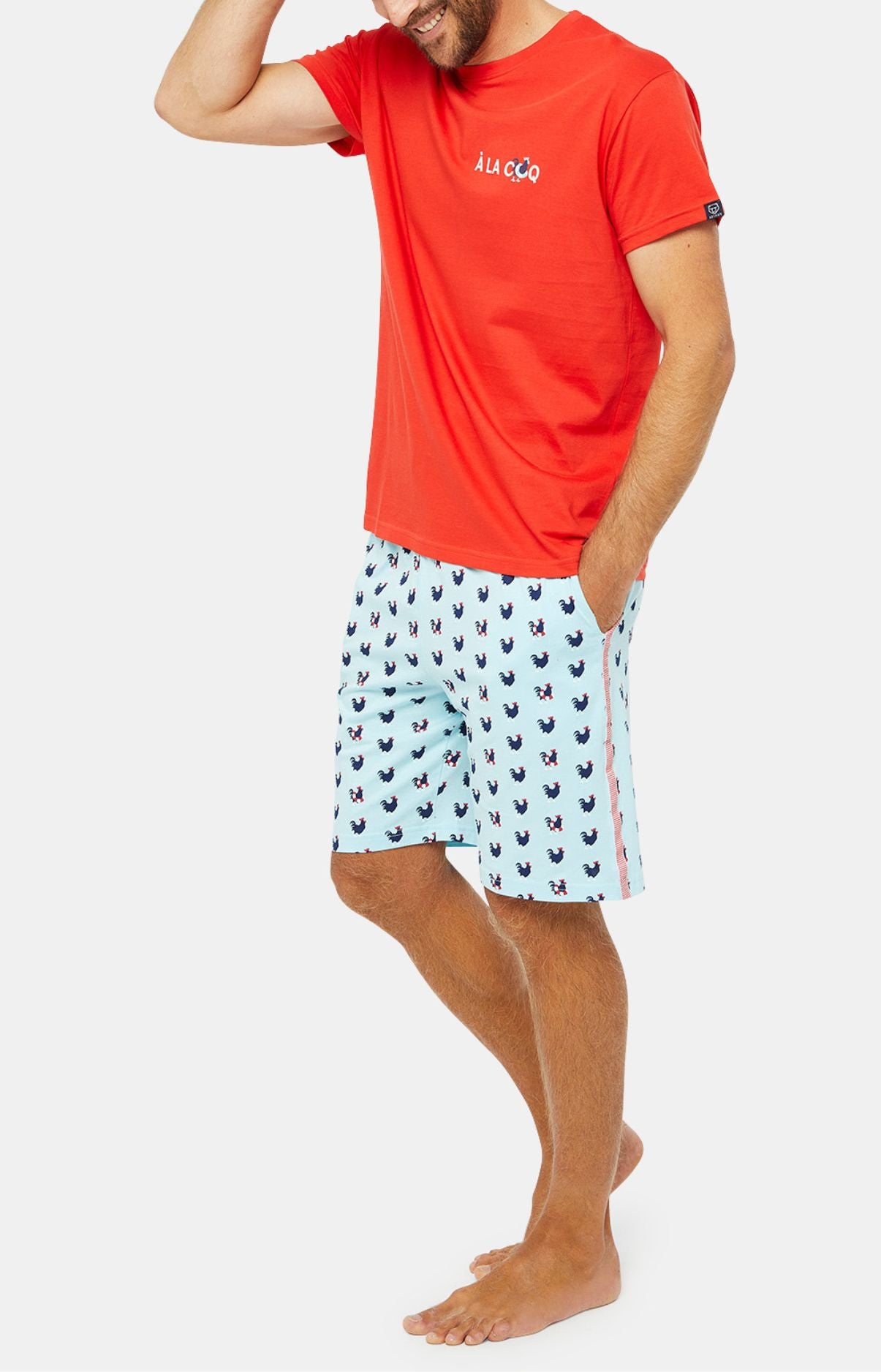 arthur-bob-coq-pyjashort-homme-coton-bio-ciel image 4
