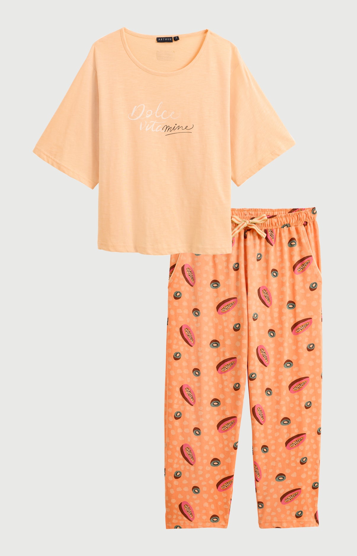arthur-bob-dolce-vitamines-pyjama-corsaire-coton-bio-orange image 3