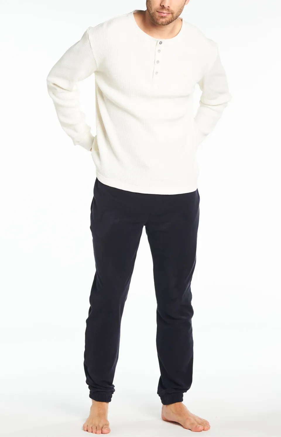 arthur-bob-pantalon-polaire-bas-pyjama-noir-polyester-chaud image 1