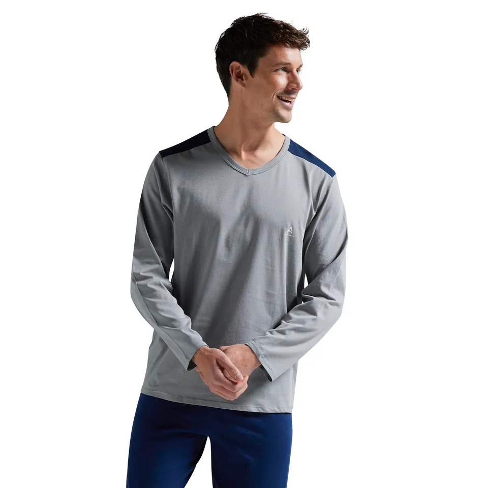 athena-ecopack-pyjama-long-homme-coton-gris-marine-taille-m image 1