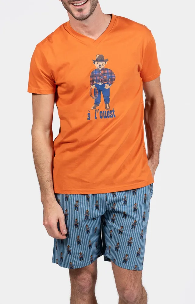 arthur-bob-cowboy-pyjashort-coton-acier-homme image 1