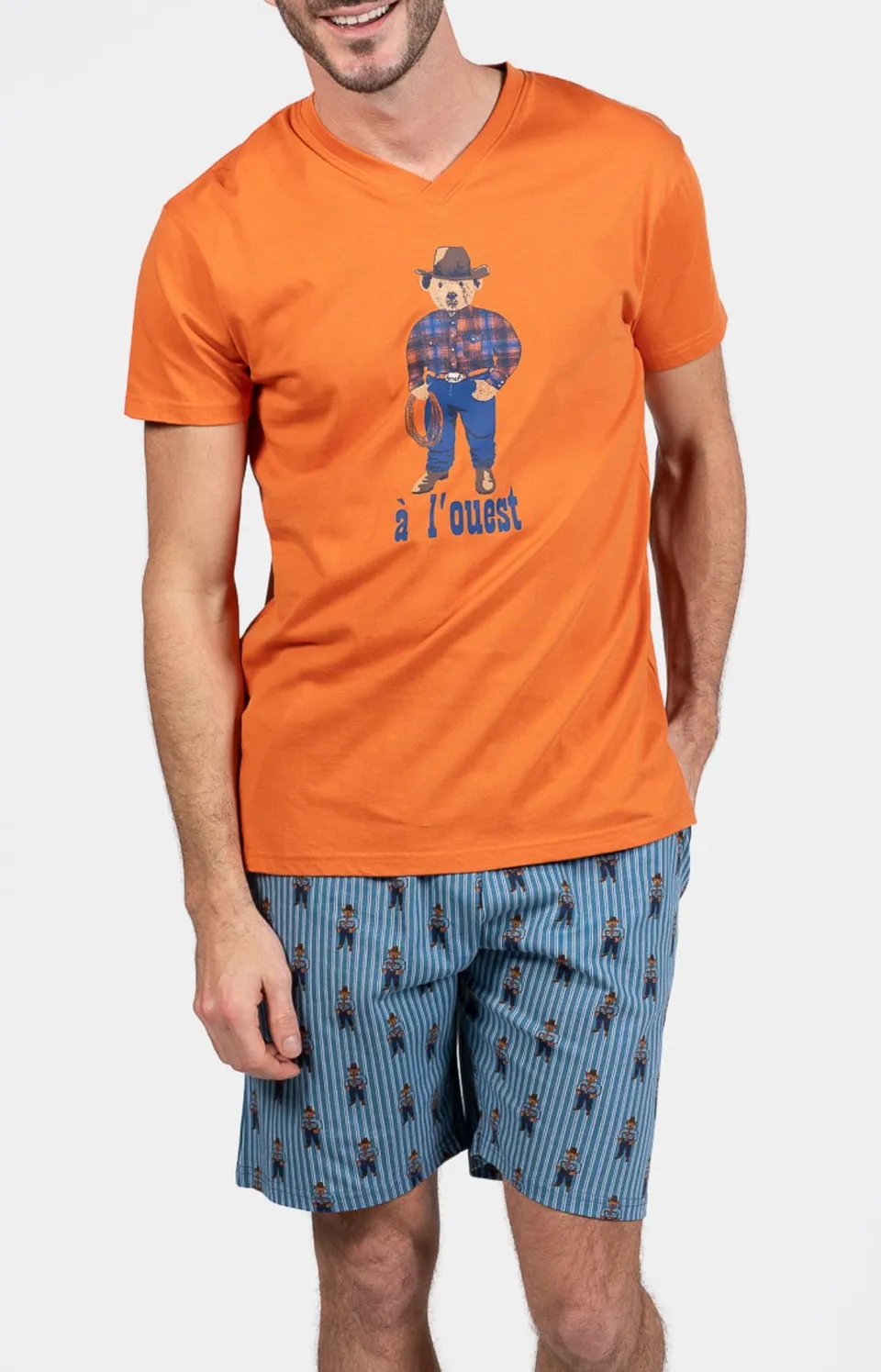 arthur-bob-cowboy-pyjashort-coton-acier-homme image 1