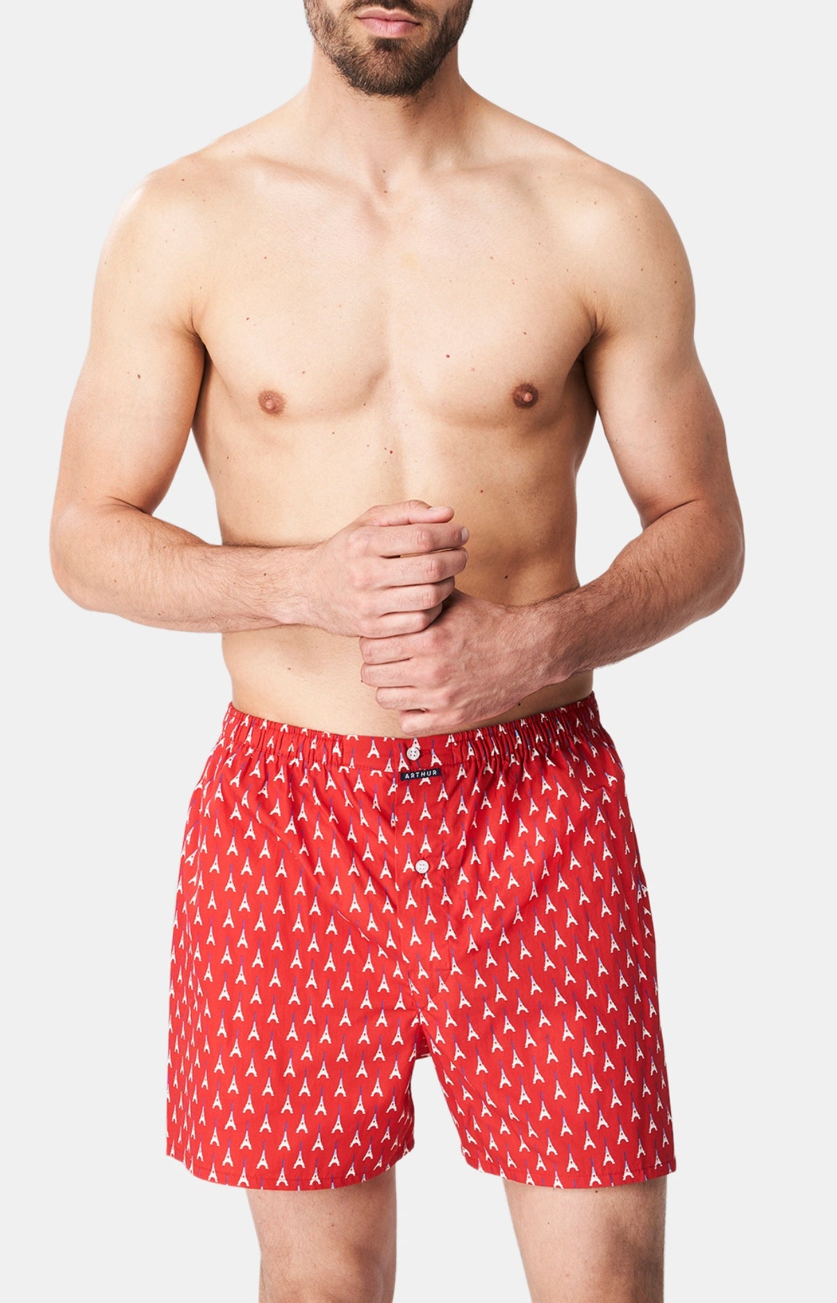 arthur-le-club-tour-eiffel-cale-on-homme-coton-bio-rouge image 2