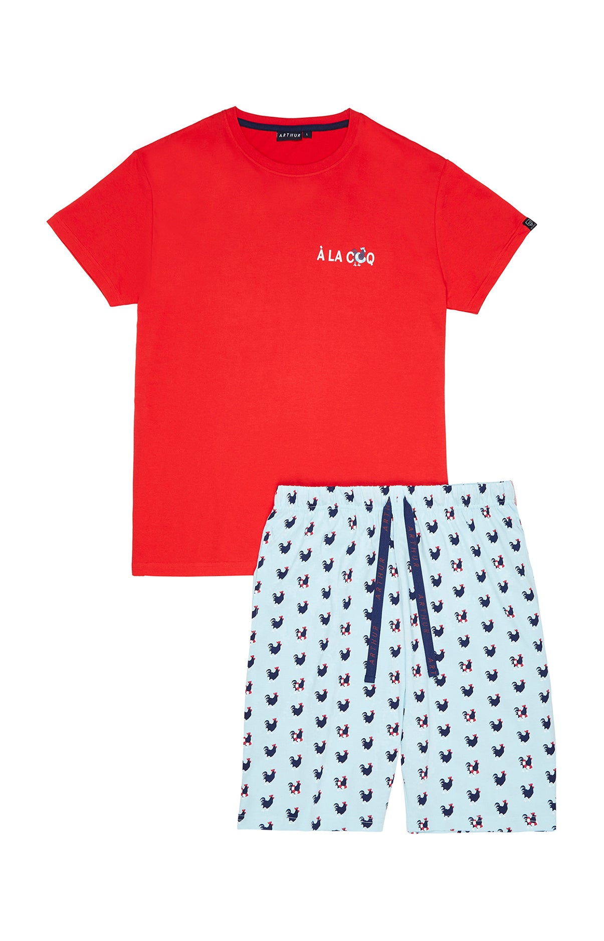 arthur-bob-coq-pyjashort-homme-coton-bio-ciel image 3