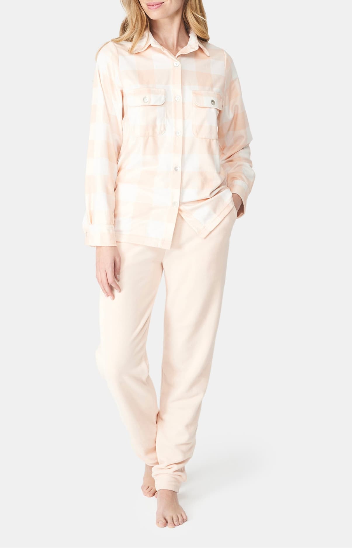 arthur-bob-doux-rose-pyjama-polaire-femme-rose-chemise image 1