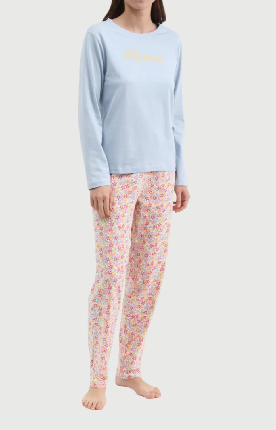 arthur-bob-r-veuse-pyjama-long-coton-rose image 1