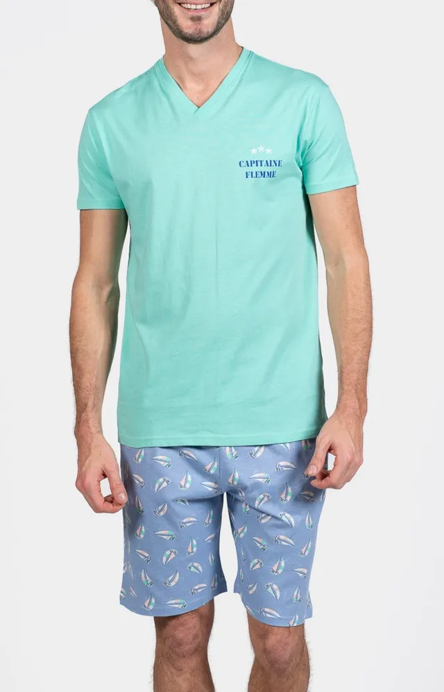arthur-bob-pyjashort-boat-azur-pyjama-coton-homme image 1