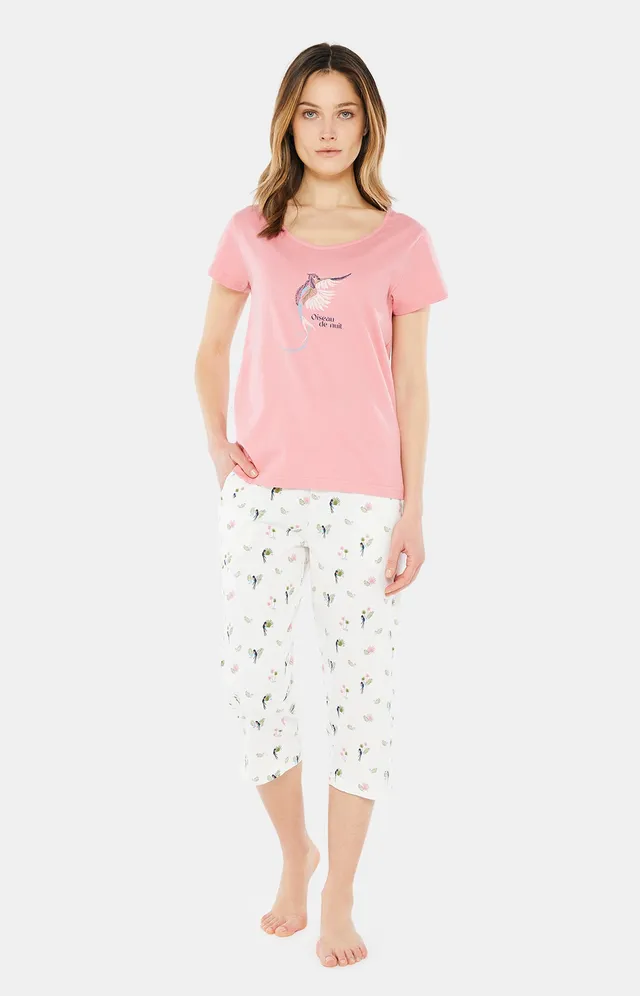 arthur-bob-birdie-pyjama-corsaire-bio-blanc image 1