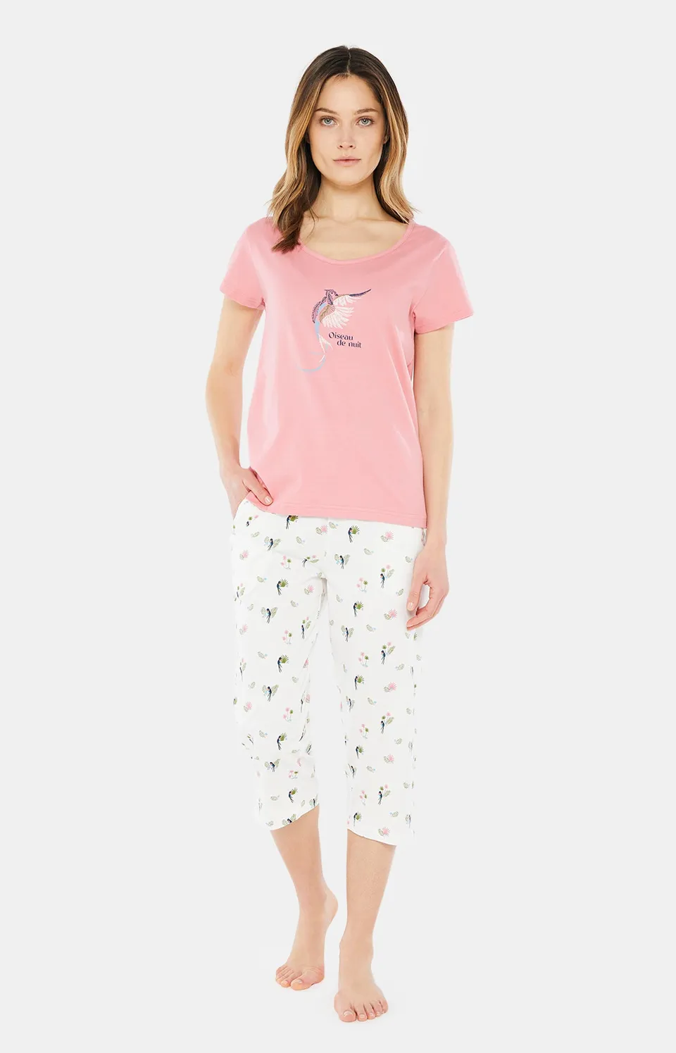 arthur-bob-birdie-pyjama-corsaire-bio-blanc image 1