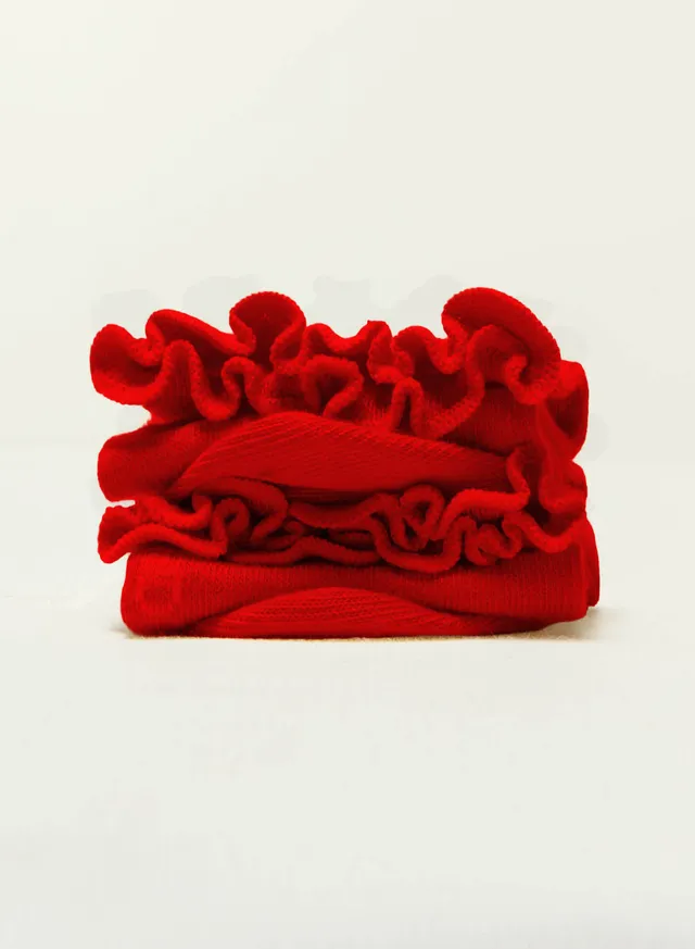 archiduchesse-fantaisie-collerettes-rouge-chaussettes-courtes-coton image 1