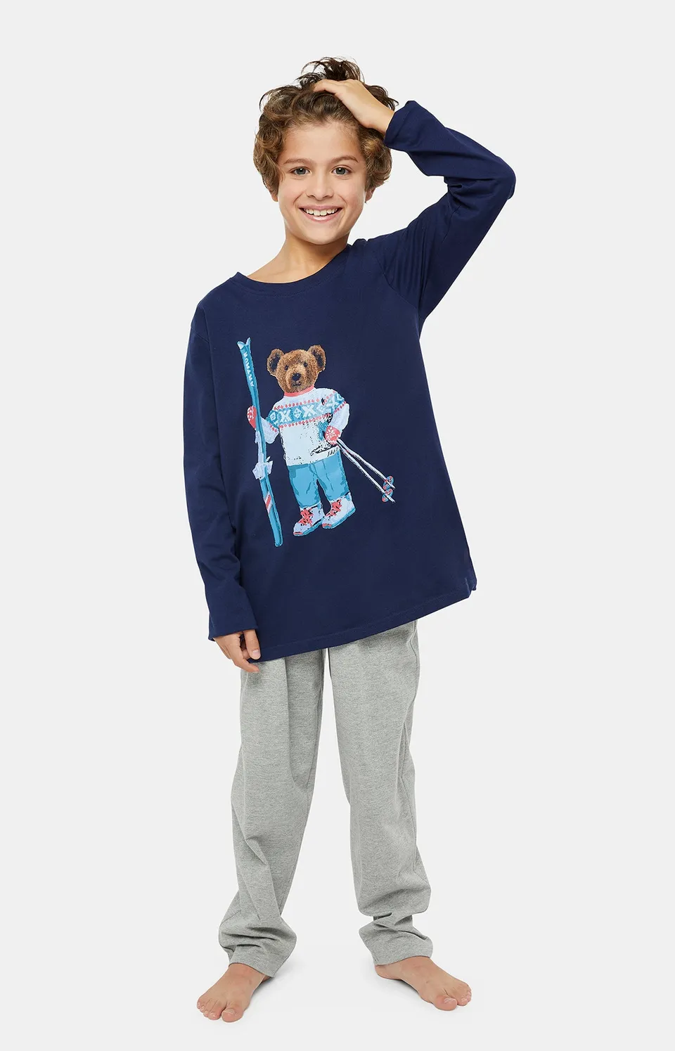 arthur-bob-pyjama-teddy-coton-gris-enfant-long-4-16a image 1