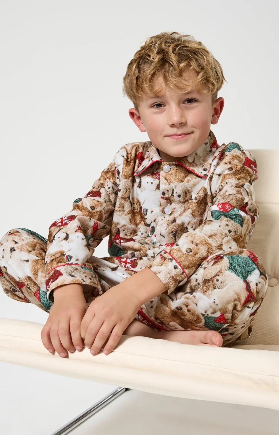 arthur-petit-teddy-pyjama-enfant-pilou-brun-chaud image 1