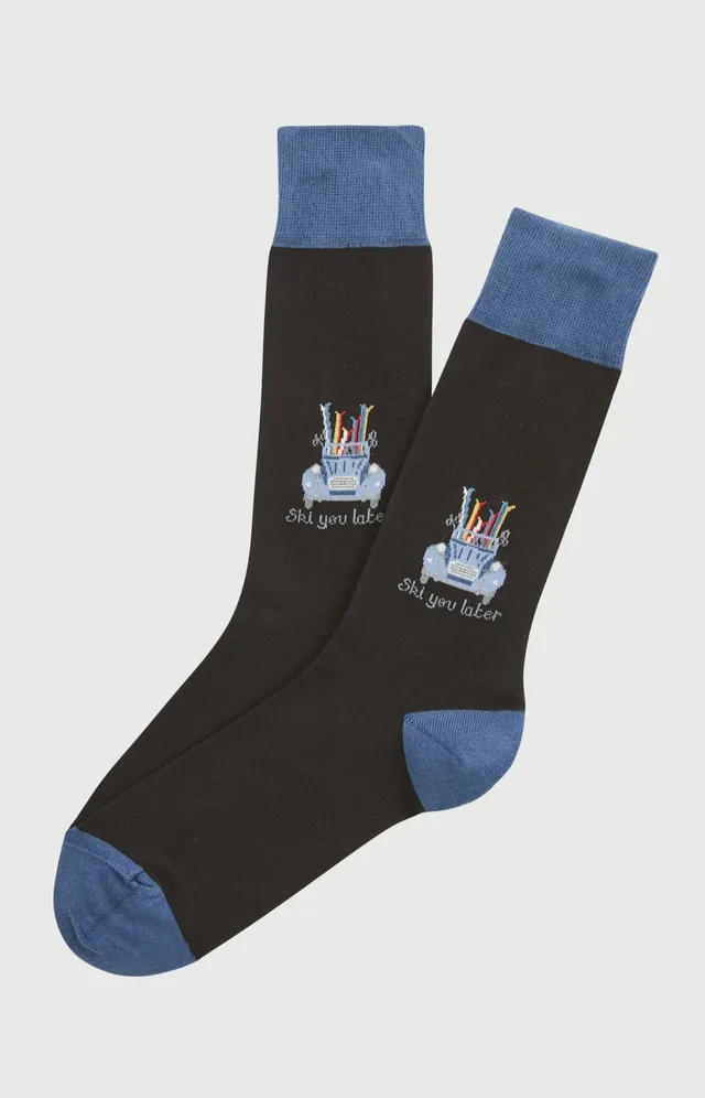 arthur-bob-ski-you-later-chaussettes-homme-noir-coton image 1