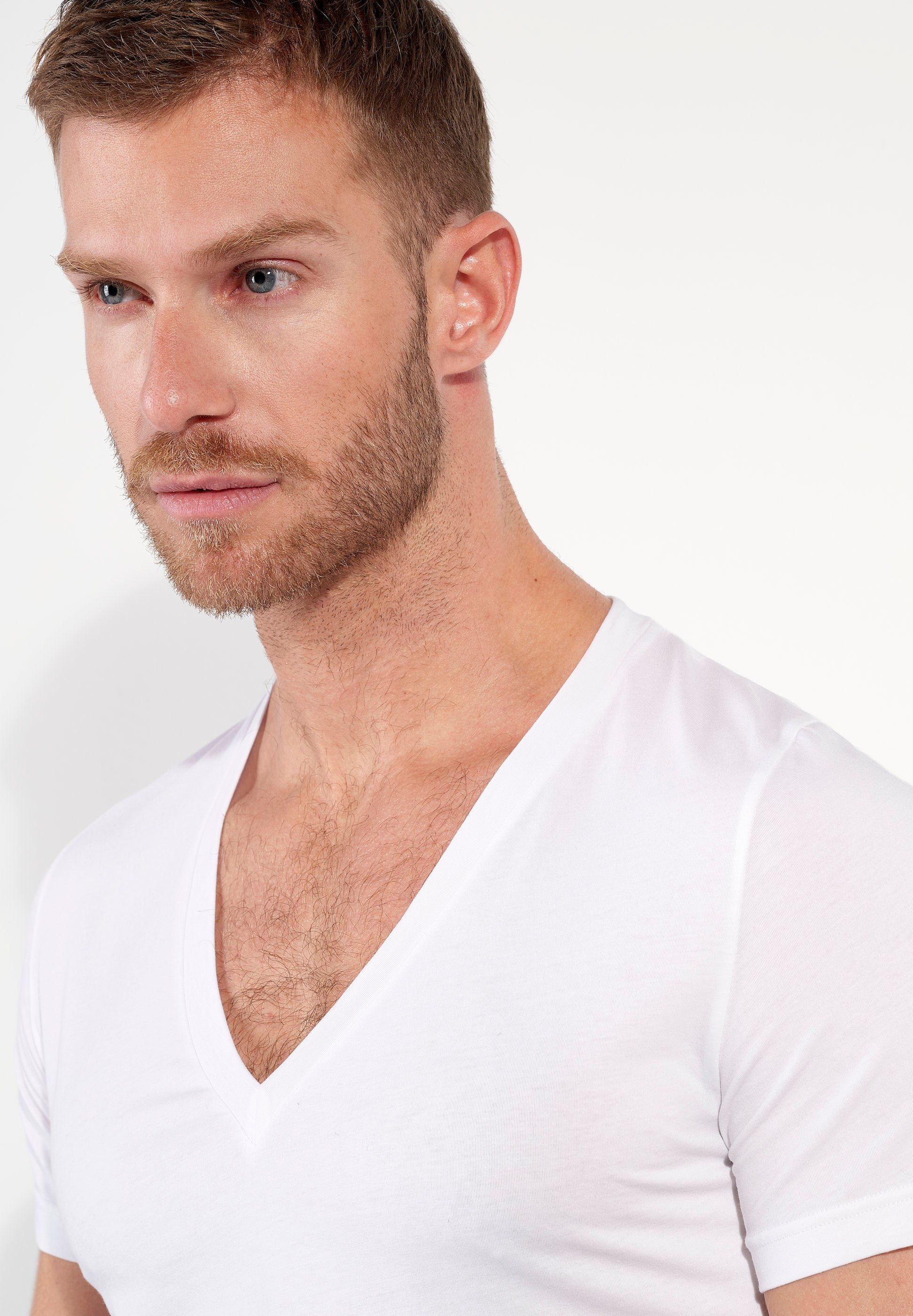 hom-supreme-cotton-t-shirt-col-v-blanc image 7