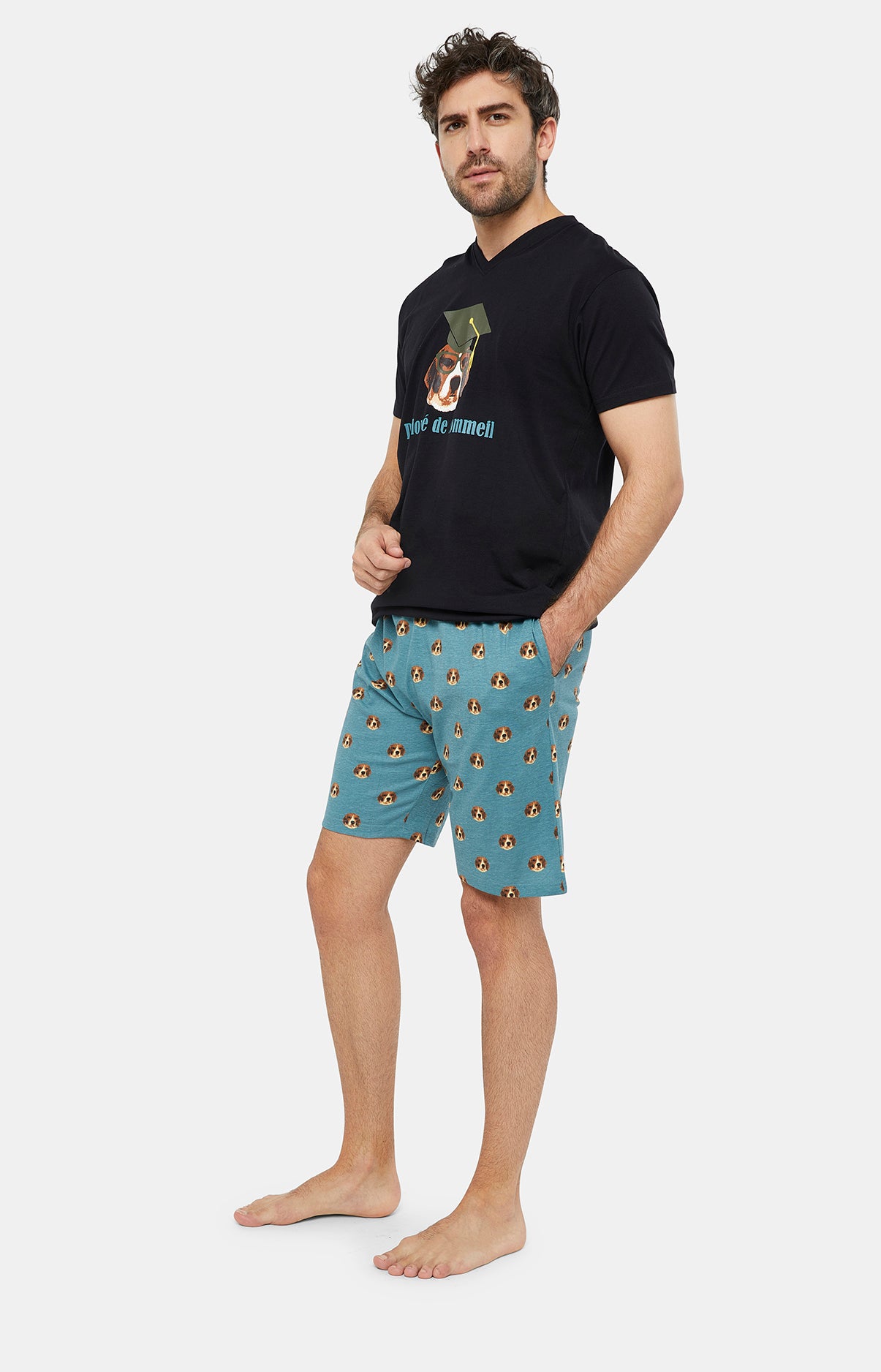 arthur-bob-beagle-pyjashort-coton-homme-acier image 2