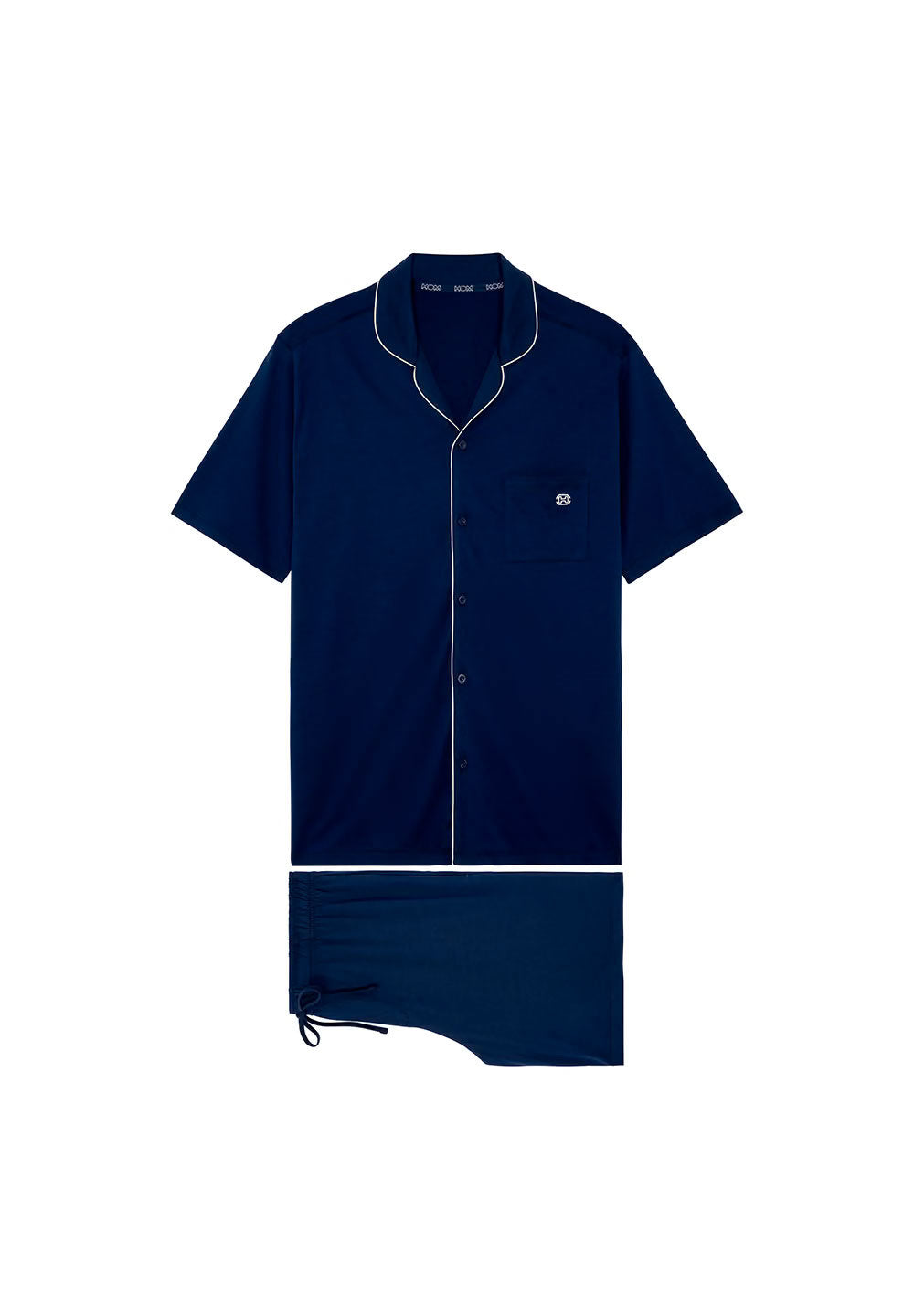hom-rafael-pyjama-court-homme-bleu-marine-coton-modal image 1