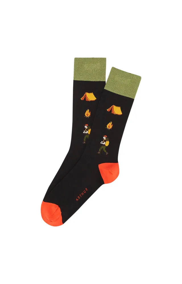 arthur-bob-camping-chaussettes-coton-noir-40-46-mi-hautes image 1