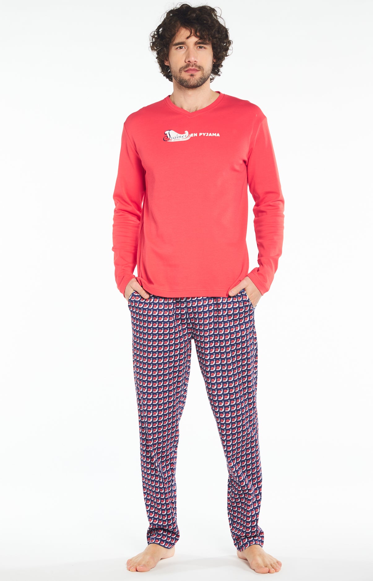 arthur-bob-trainer-pyjama-long-homme-rouge-coton-bio image 2