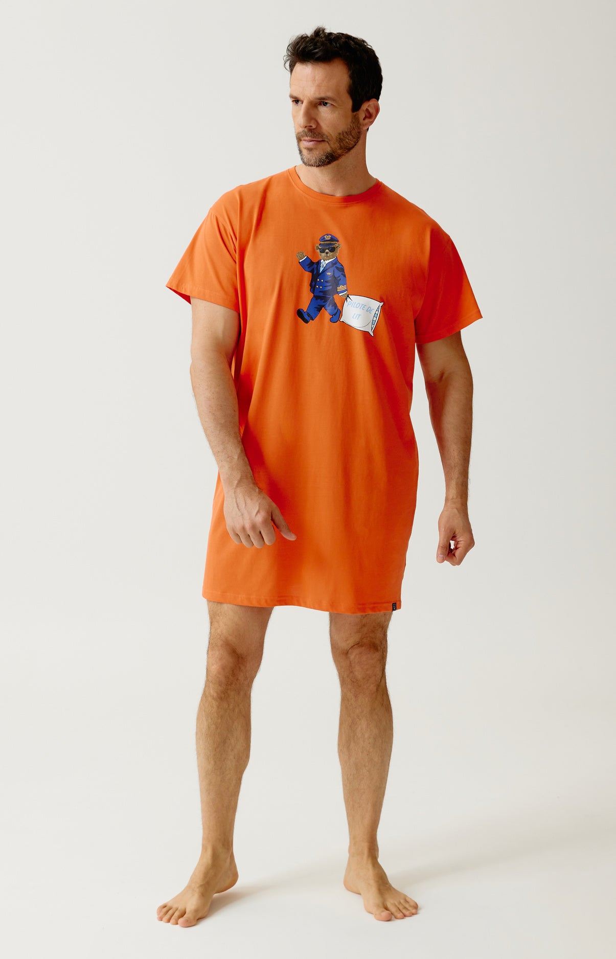 arthur-bob-pilote-de-lit-maxi-tee-shirt-orange-coton-bio image 1
