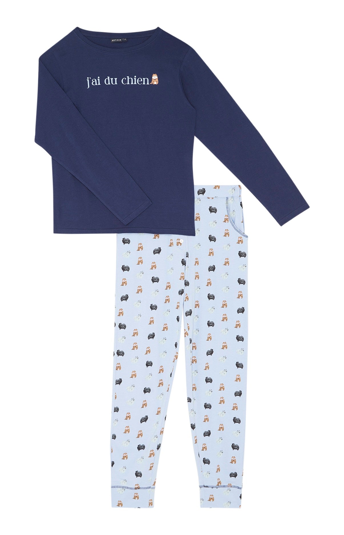arthur-j-ai-du-chien-pyjama-femme-bleu-m-coton-bio image 3