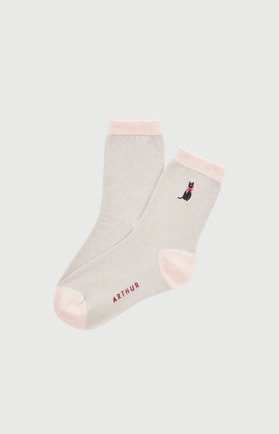arthur-kitty-chaussettes-femme-rose-36-40-lurex-chat image 1