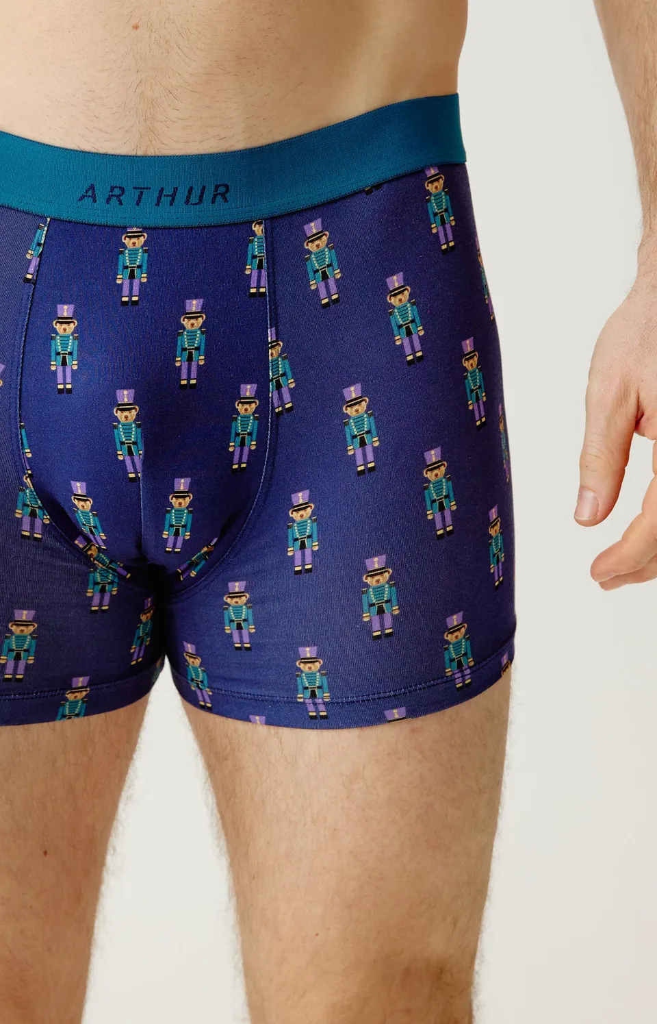 arthur-bob-boxer-coton-bio-casse-noisette-marine image 1