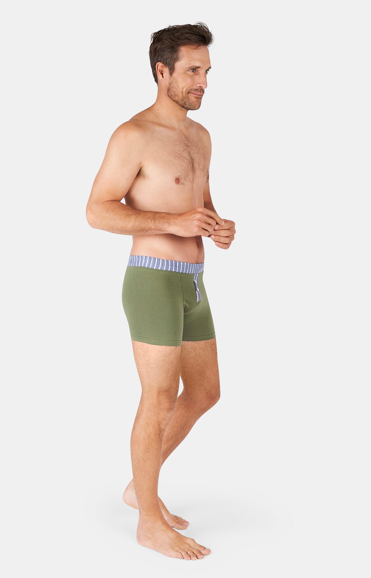 arthur-bob-club-boxer-homme-kaki-coton-bio-uni image 3