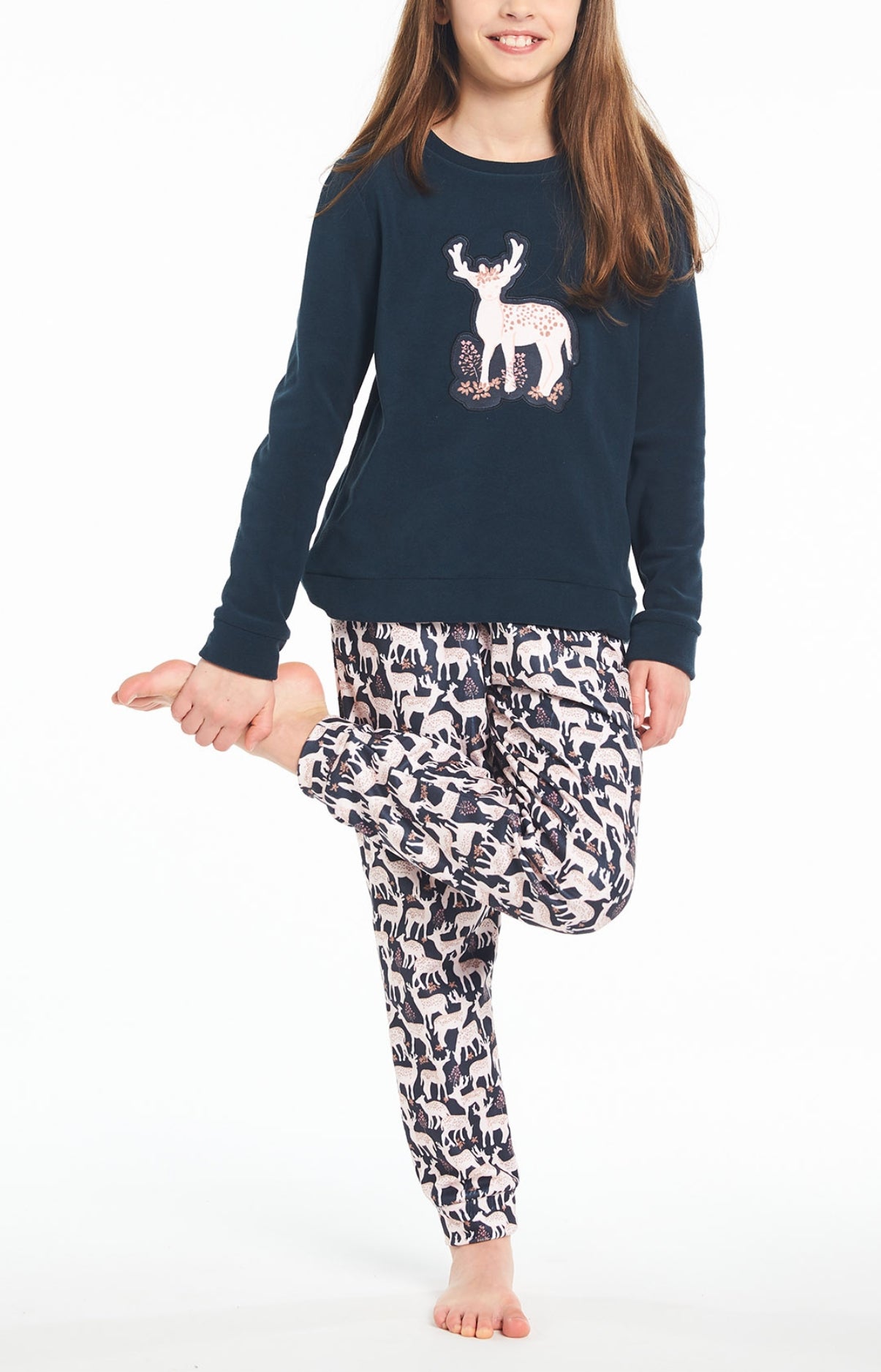 arthur-bob-biche-pyjama-fille-marine-polaire-chaud image 2