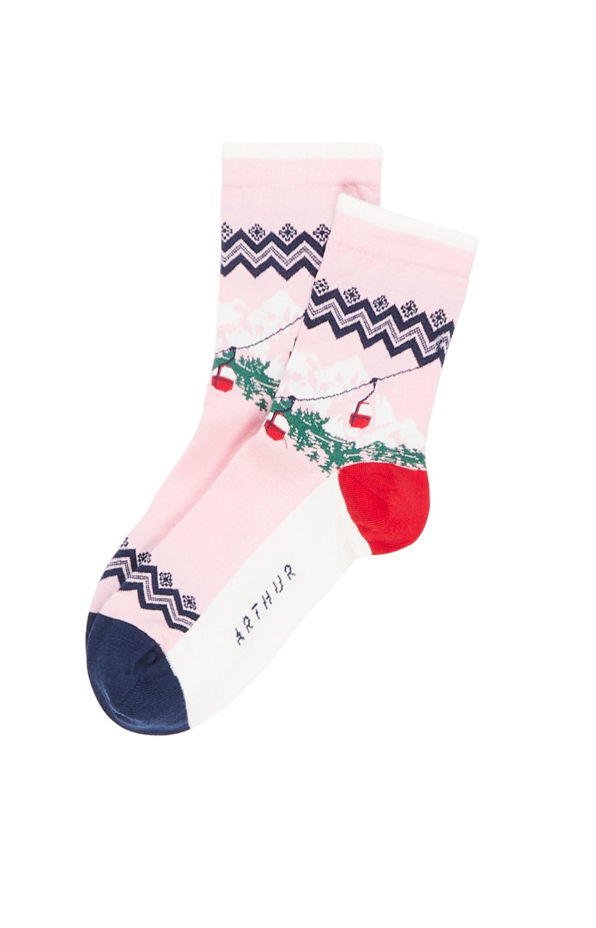 arthur-bob-chaussettes-cabine-femme-coton-bio-rose image 1