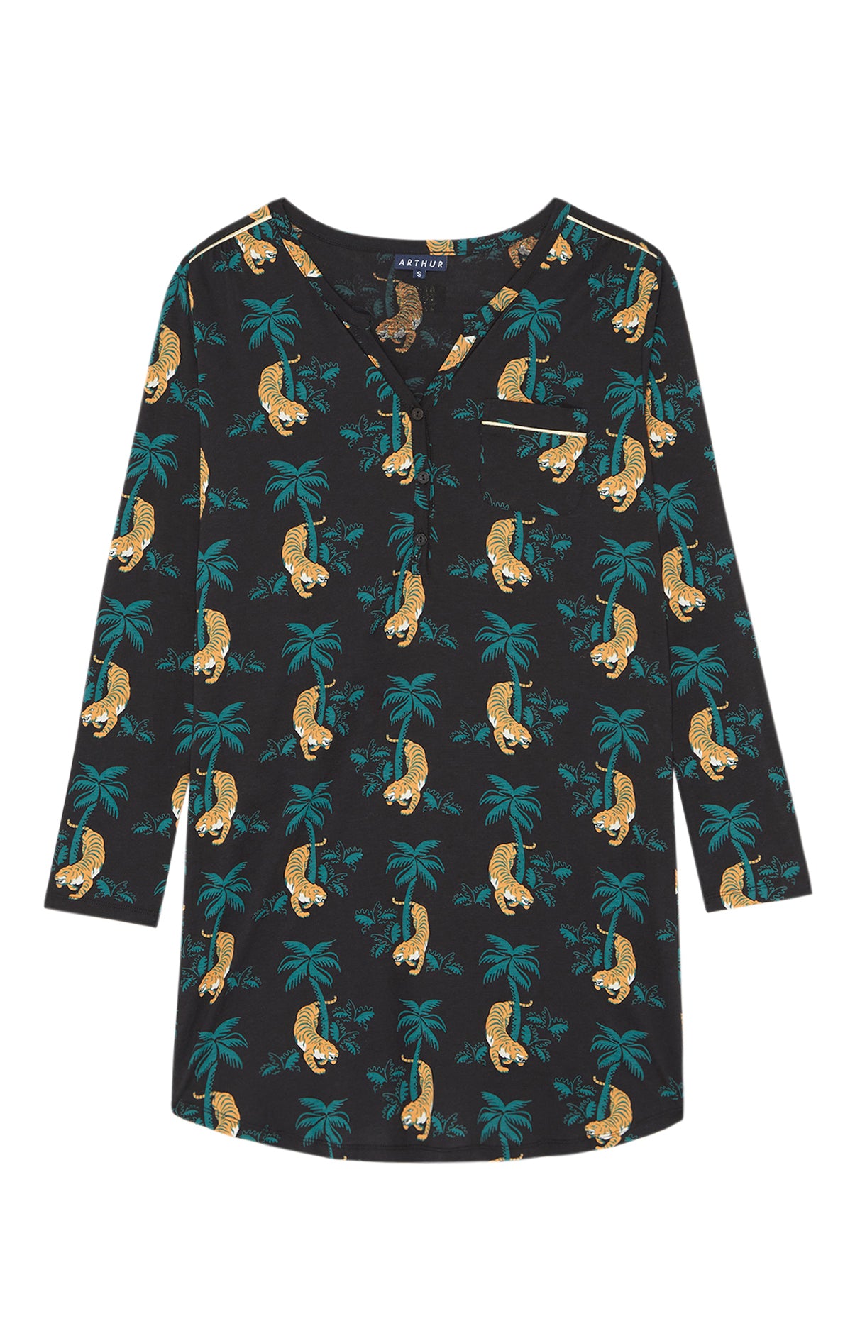 arthur-bob-liquette-tigre-chemise-de-nuit-noir-coton image 3