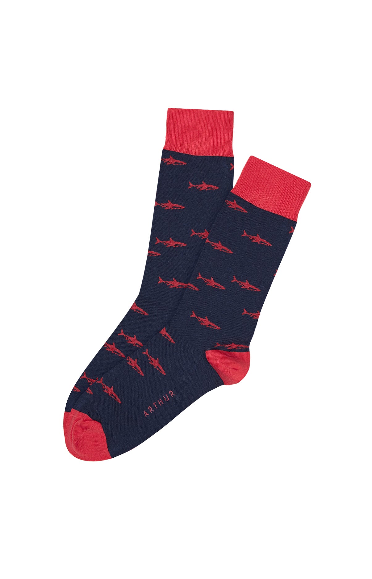 arthur-bob-requin-chaussettes-homme-marine-40-46-coton image 1