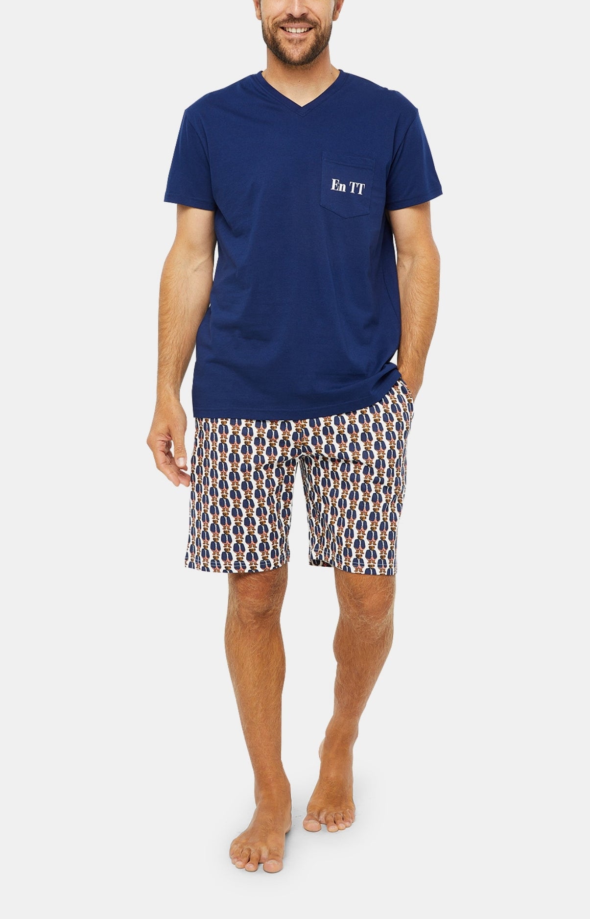 arthur-bob-teddy-pyjashort-homme-coton-bio-blanc image 1